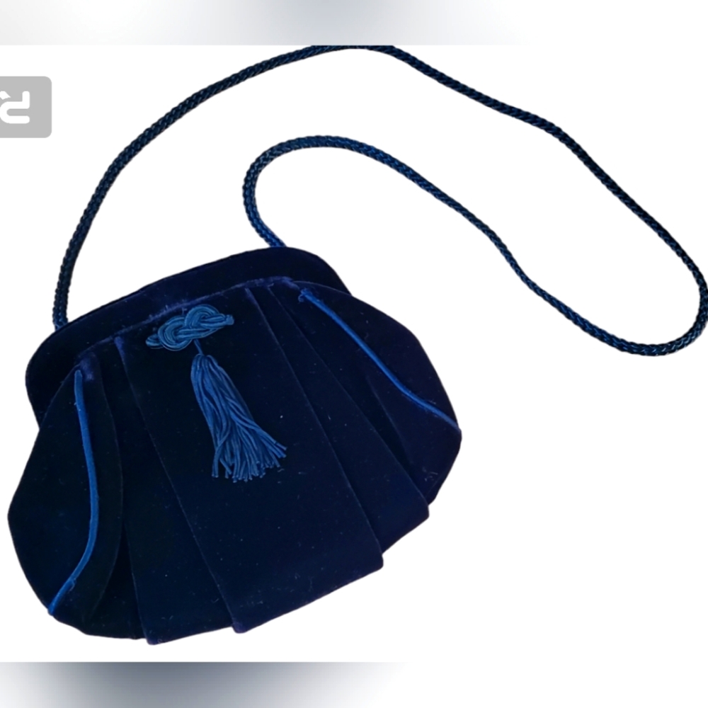 Vintage Velvet Bag Evening Bag Black Tassle